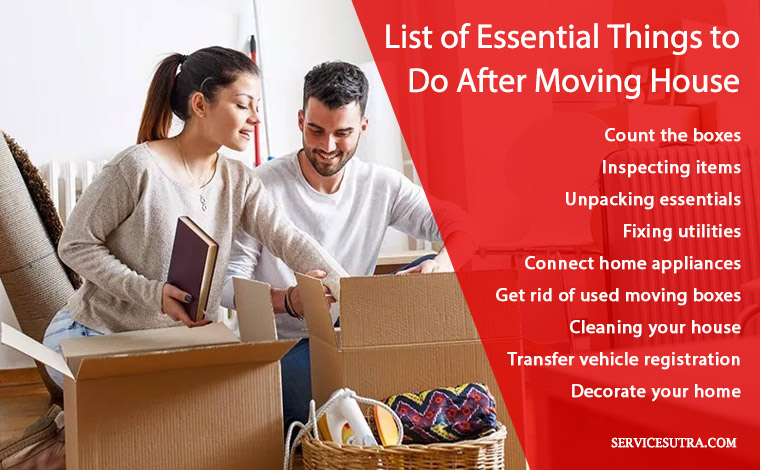 Post-move checklist of things to do after moving into a new house