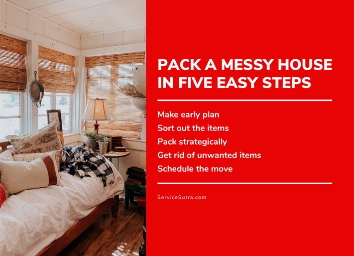 Pack a messy house in five easy steps
