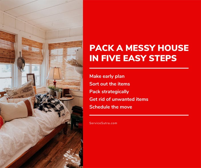 Pack a messy house in five easy steps